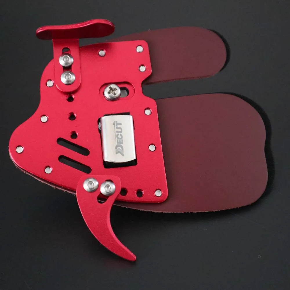 Decut HOCKII Finger Tab Guard Aluminum+ Leather Archery Finger Protector Right Hand/Left Hand Hunting Shooting Accessorie