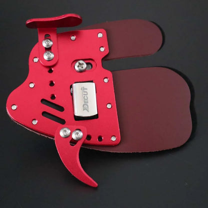 Decut HOCKII Finger Tab Guard Aluminum+ Leather Archery Finger Protector Right Hand/Left Hand Hunting Shooting Accessorie