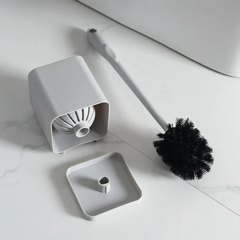 Wall-Mounted  Plastic Brush Set Clean Toilet Brush Without Dead Ends Punch-Free Base Household Bathroom Accessories