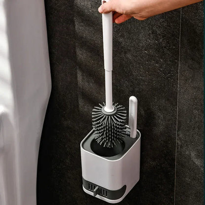Leakproof Wall Hanging Toilet Brush Set 2 Cleaning Brushes Silicone Toilet Brush with Holder For Floor Bathroom Accessories