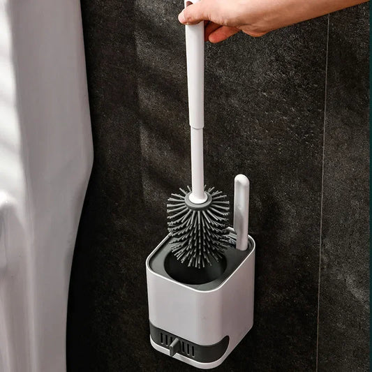 Leakproof Wall Hanging Toilet Brush Set 2 Cleaning Brushes Silicone Toilet Brush with Holder For Floor Bathroom Accessories