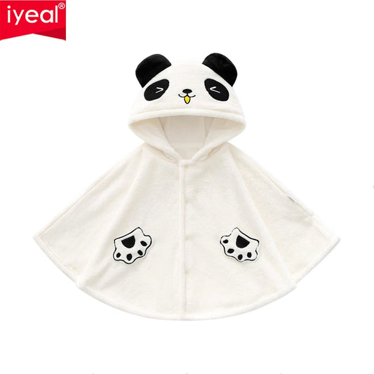 IYEAL Winter Cartoon Hooded Ears Warm Plus Velvet Coat Jackets Children Boys Girls Cape Cloaks  Fashion Kids Baby Girl Clothes
