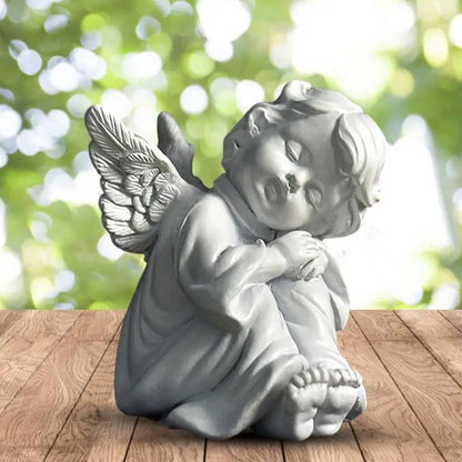 2024 Resin Fairy Girl Angel Figurine Peaceful Prayer Sculpture Desktop Ornaments Retro Flower Fairy Small Decorative Home Decor
