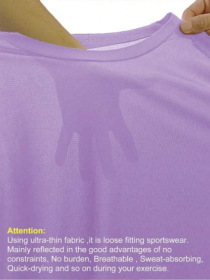Women's Solid Color Ultralight Quick Dry Sport T-Shirt,Breathable Lightweight  ,Running Gym Compression Shirt
