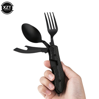 Folding Spoon Fork Knife | Portable Multitool Fork Knife