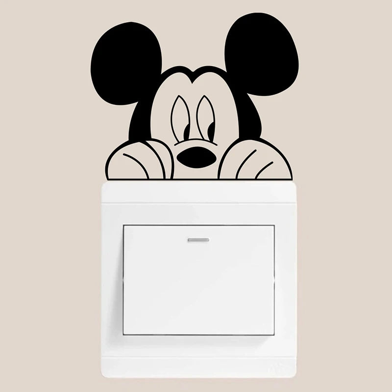2pc Mickey Minnie Mouse Switch Vinyl Decals Cute Cartoon Stickers Bedroom Decor DIY Removable Wall Decals Home Wall Mural