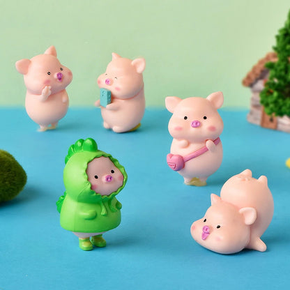 Kawaii Pig Resin Diy Home Decoration Figurines Dollhouse Moss Terrarium Landscape Accessories Fairy Garden Miniatures Room Decor