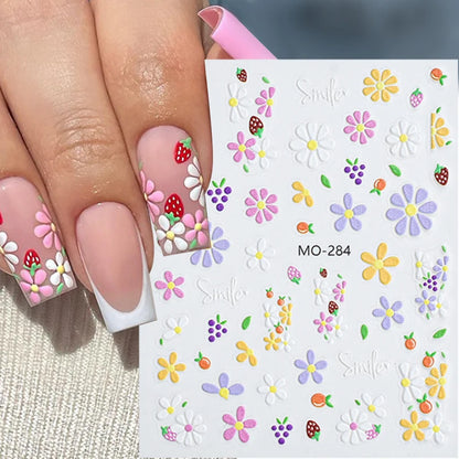 3D White Bowknot Flower Nail Art Sticker Ultra-thin Self-Adhesive Slider Summer Nail Art Decal Decoration DIY Manicure Accesorie