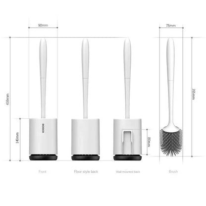 Silicone Head Toilet Brush Quick Draining Clean Tool Wall-Mount Or Floor-Standing Cleaning Brush Bathroom Accessories