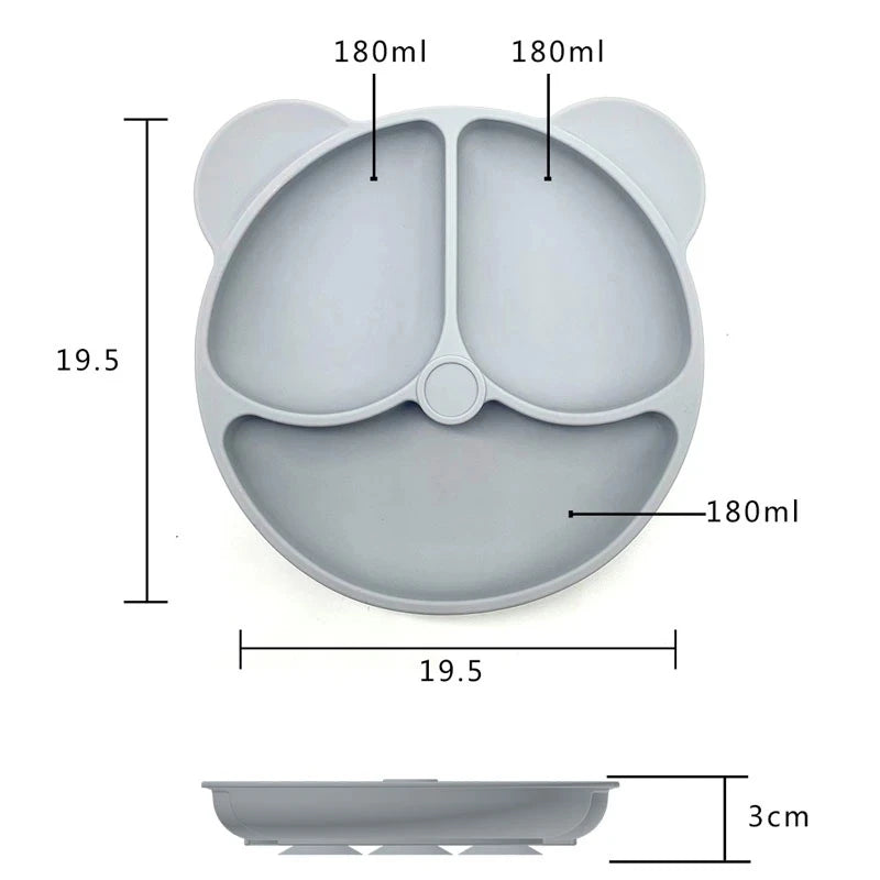 3Pcs  Baby Safe Silicone Suction Dining Plate Learning Spoons Set Feeding Toddler Training Tableware Retro Kids Smile Face Plate