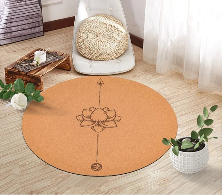 Wholesale Customized Round Yoga Meditation cork Yoga Mat Cork Rubber Yoga Mat