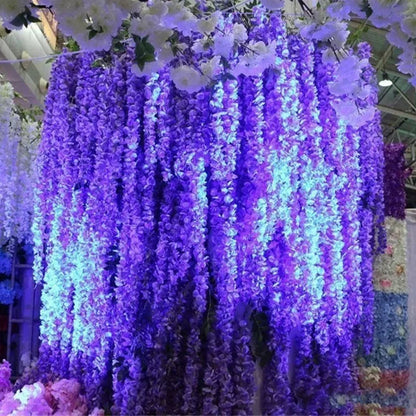 5PCS Wisteria Artificial Hanging Flower Vine for Arch Backdrop Decor Wedding Home Decoration Silk Wisteria String Fake Flower
