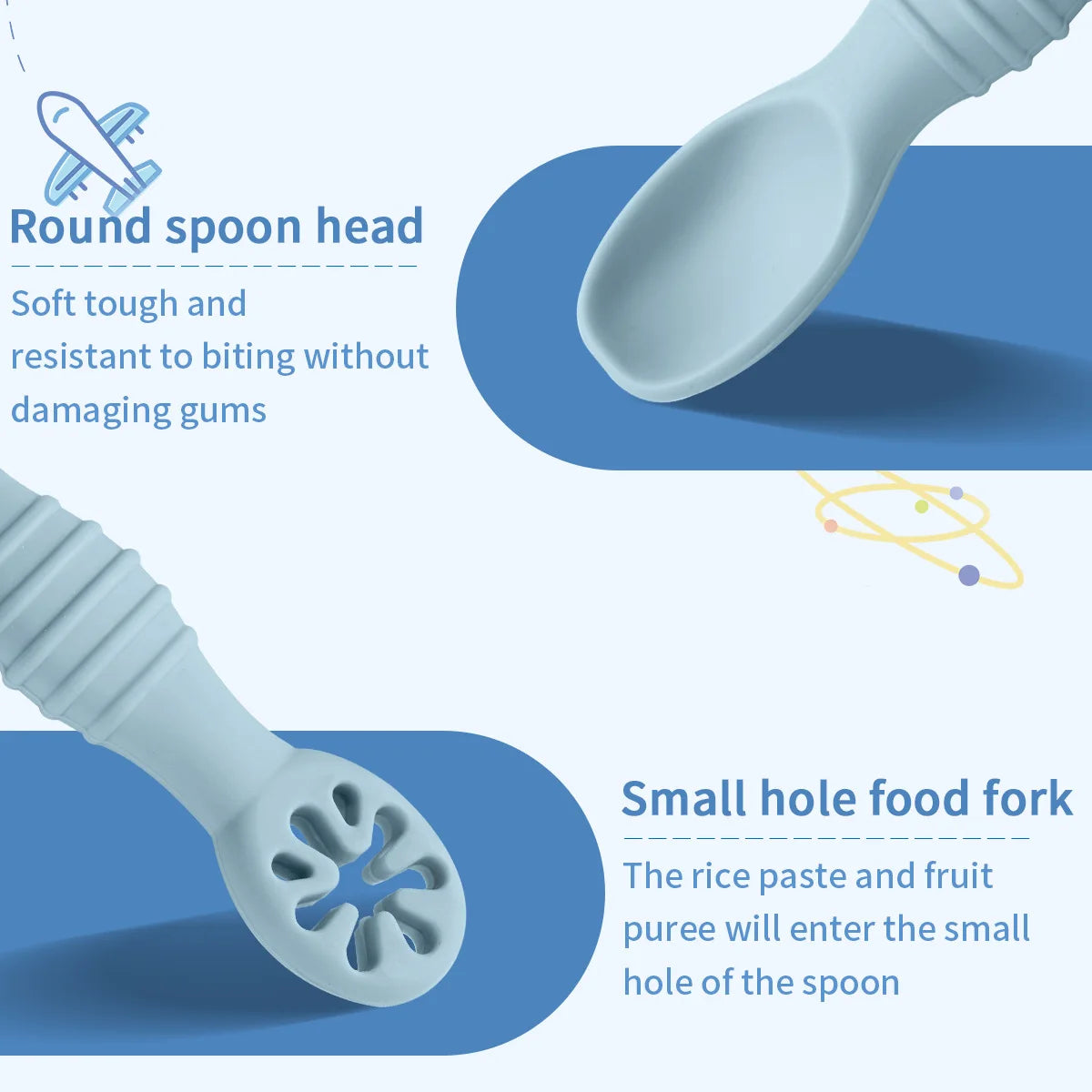 Baby Silicone Grinding Training Spoon Baby Feeding Complementary Food Rice Paste Double Headed Soft Spoon Sticky Licking Rod