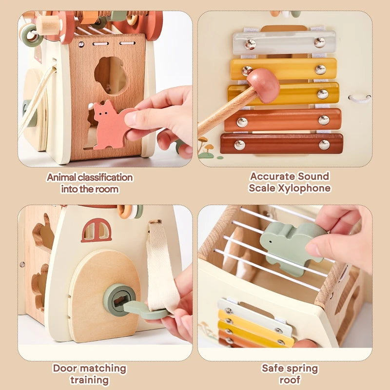 Baby Wooden Montessori Toys Mushroom Building Blocks Puzzle Toys Baby Wooden Musical Instrument Early Education Toys Child Gift