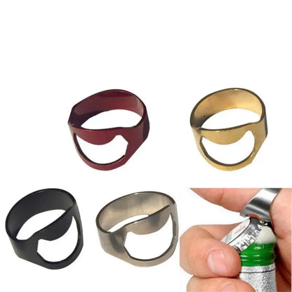1Pc Unique Beer Bottles Opener Portable Finger Ring Design Jars Lid Remover Stainless Steel Kitchen Tool Bar Supplies Gadgets