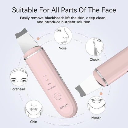ANLAN Ultrasonic Skin Scrubber Deep Cleaning Limpieza Facial Pore Spatula EMS Facial Lifting Ultrasonic Peeling Skin Care Tool