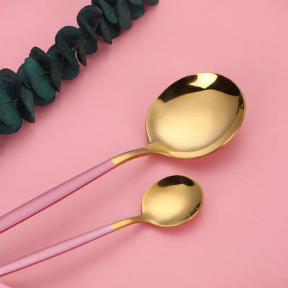 Pink Gold Stainless Steel Cutlery Set Dinnerware Flatware   Silverware Knife Fork Spoon Dinner Dishwasher Safe Dropshipping
