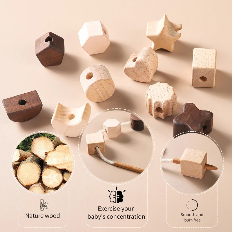 Educational Toys For Baby Wooden Star And Moon Threading Toy Children Learning Building Blocks Games Children Toys ﻿Accessories