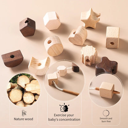 Educational Toys For Baby Wooden Star And Moon Threading Toy Children Learning Building Blocks Games Children Toys ﻿Accessories