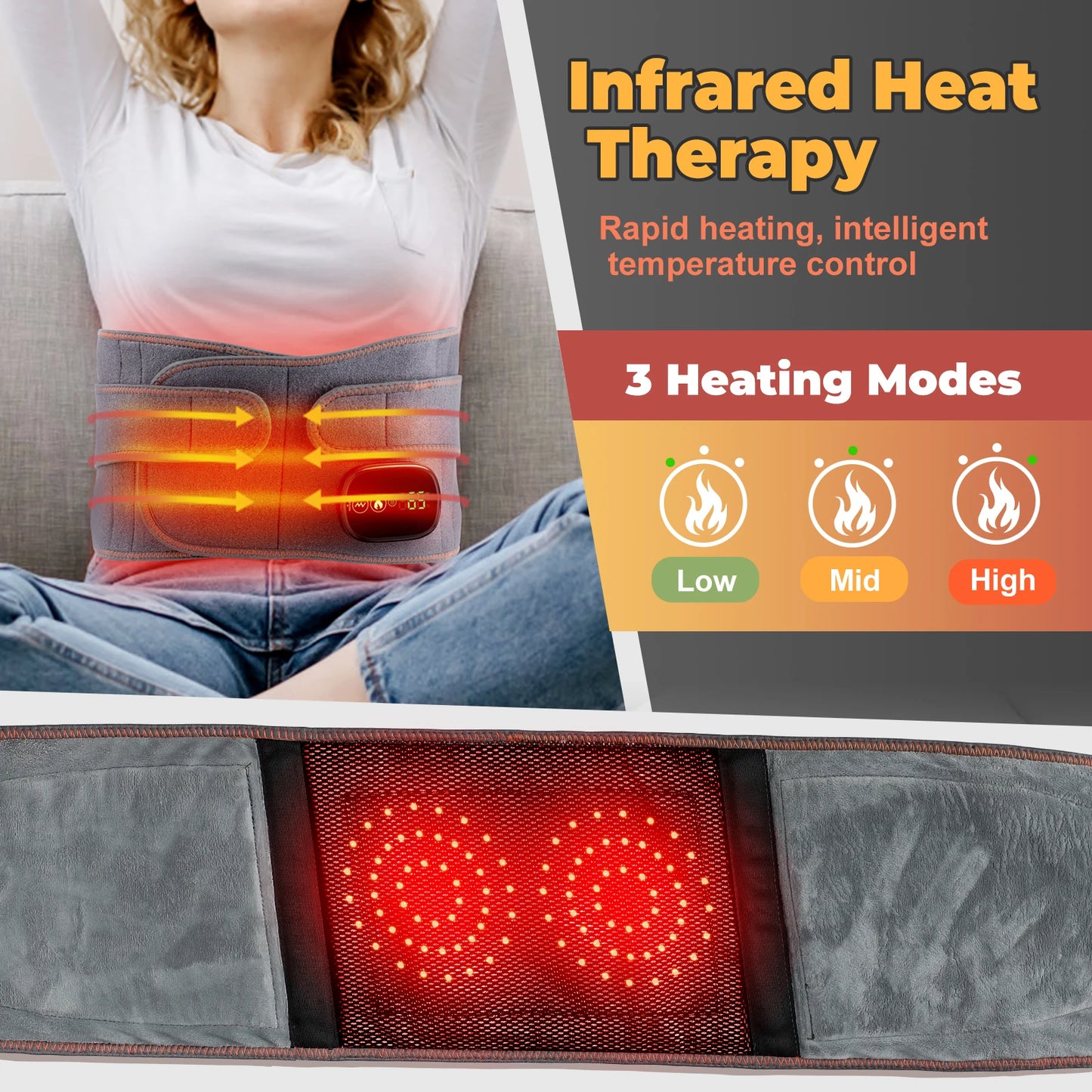 Belt Support Care Health Brace Physio Decompression Back Relief Waist Lumbar Traction Backache Heat Therapy Pain Massager Parent