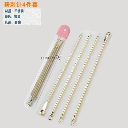 4pcs/set Stainless Steel Acne Needle Face Care Blackhead Pimple Remover Extractor Point Clean Whitehead Blemish Skin Care Tools