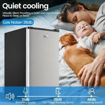 Mini Fridge with Freezer 3.2 Cu.Ft, Single Door Small Refrigerator, Energy-efficient Low Noise, Compact Fridge for Bedroom Dorm