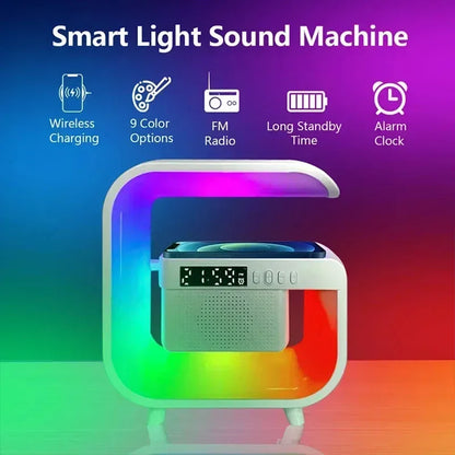 Multifunction 3 In 1 Wireless Charger Pad Stand Speaker RGB Night Light Fast Charging Station For iPhone Samsung Xiaomi Huawei
