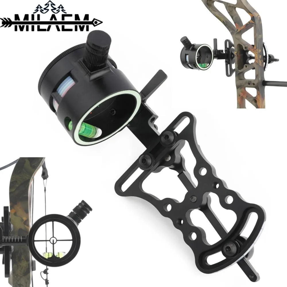 Archery Compound Bow Sight 2 Pin 0.019 Optical Fiber Pin Aviation Aluminum Adjustable Pointer Shooting Aim Outdoor Hunting Sport