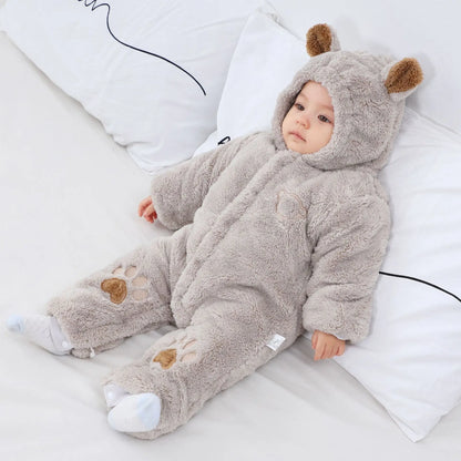 Baby Onesie Autumn and Winter Baby Thick Warm Climbing Clothes Newborn Cotton-padded Baby Clothes Plus Cashmere Clothing