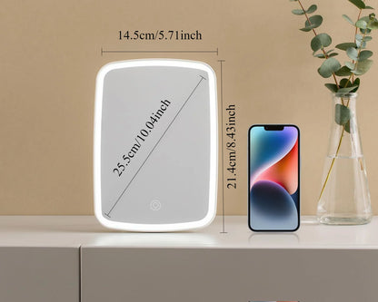 Makeup Mirror Touch Screen Vanity Mirror with LED Brightness Adjustable Portable USB Rechargeable