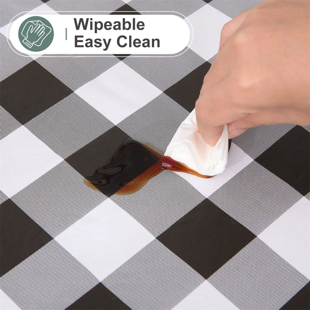 Olanly Rectangle Waterproof Table Cloth Buffalo Flannel Backed Tablecloth Wipeabl Plastic Table Cover For Dinner Kitchen Outdoor