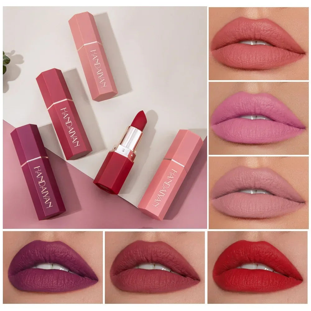6 Colors Matte Lipstick Beauty Lip Gloss LippenstiftTinted Balm 24 Hours Waterproof Free Shipping Makeup