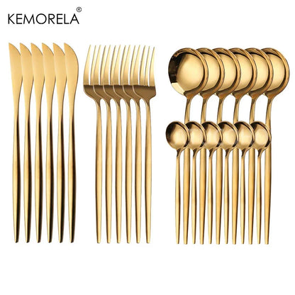 Christmas Golden Cutlery Set | Premium Christmas Dinnerware Gift