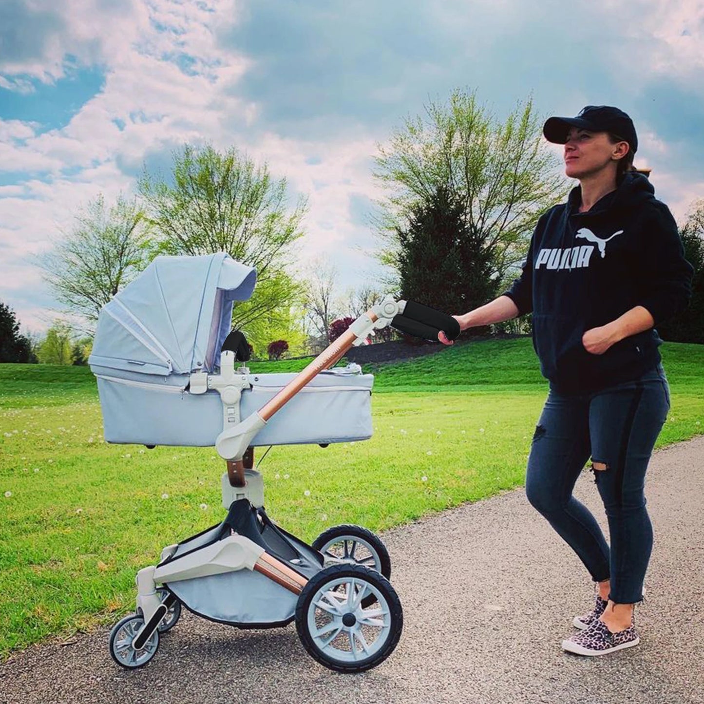 Hot Mom F023 Light gray Baby Stroller Light 2 in 1 rotatas