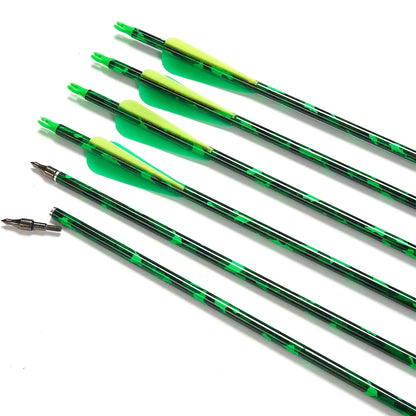 31.5" Mix Carbon Arrows Spine 500 Sport Target Shooting Arrow for Recurve Compound Long Bow 3" TPU Vane 100grain Tip ID6.2