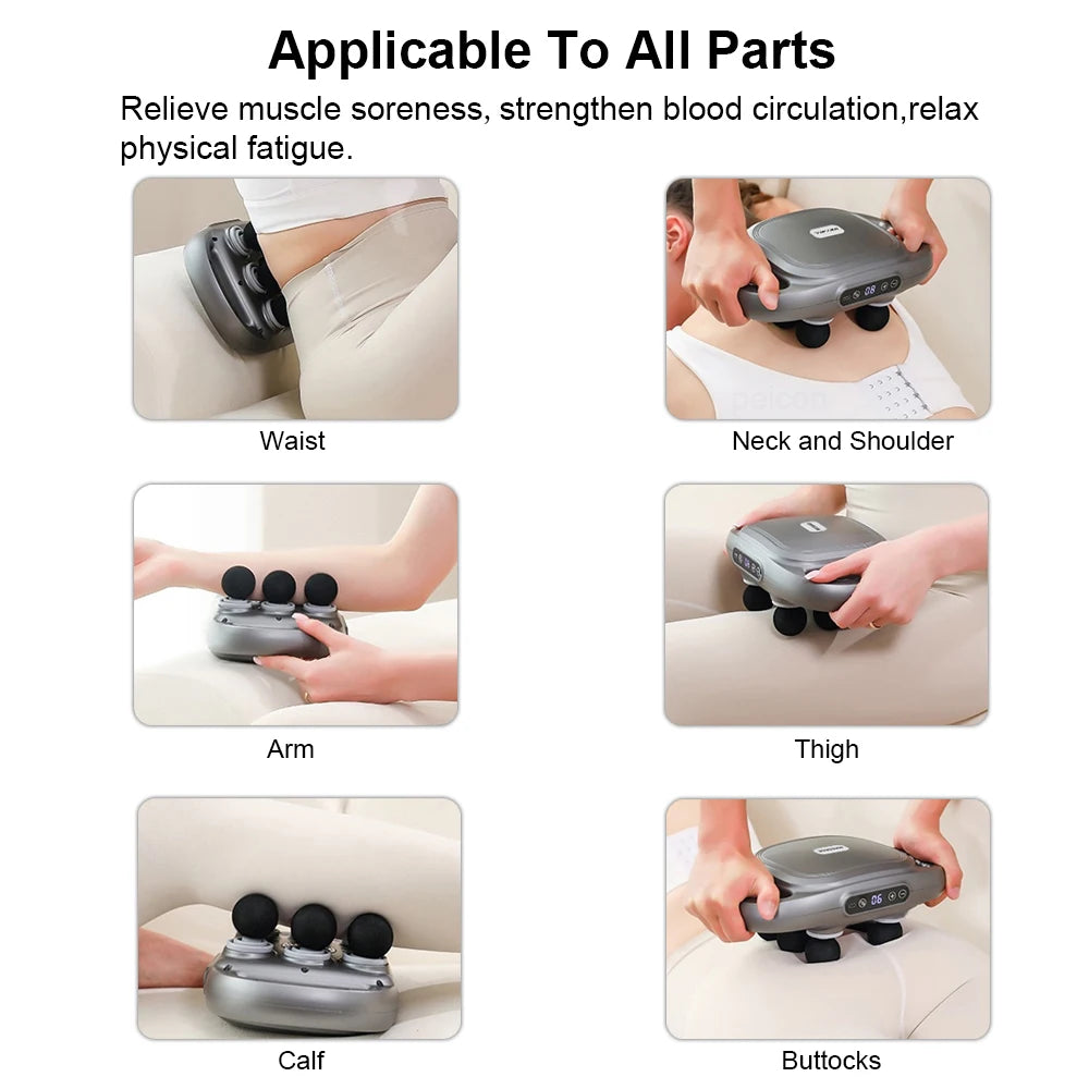 Fascia Gun 6 Heads Massage Gun Muscle Relaxation Electric Massager Body Massage Deep Tissue Muscle for Pain Relief Back Leg Neck