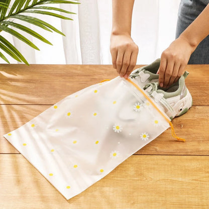 5pcs Travel Storage Bag Portable Shoe Clothes Organzier Drawstring Suitcase Organzier Transparent Underwear Makeup Storage Bag