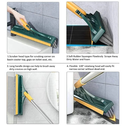 Toilet Tile Floor Brush Corner Gap Brush Bristle Long Handle Brush Two-in-one Bathroom Cleaning Brush