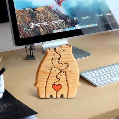 Customized Bear Family Wood Art Puzzle Wooden DIY Cute Family Membe Bears Puzzle Home Desktop Decor Christmas Decorations 2024