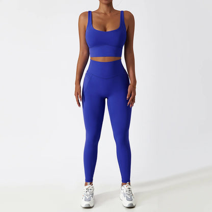 2PCS Seamless Women Tracksuit Yoga Set Workout Sportswear Gym Clothing Athletic Wear Fitness Bra High Waist Leggings Sports Suit