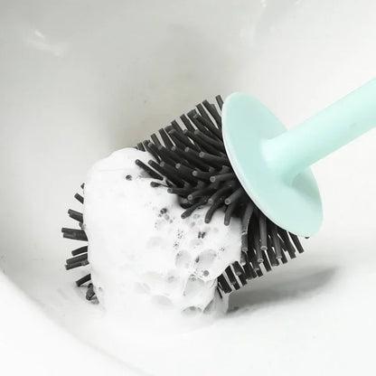 Silicone Toilet Brush Wc Quick Drying Bracket Gap Brush With Holder Flat Head Soft Bristles Cleaning Tools Bathroom Accessories