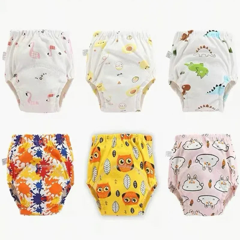 4pc/Lot Baby Cotton Training Pants Panties Waterproof Cloth Diapers Reusable Toolder Nappies Diaper Baby Underwear