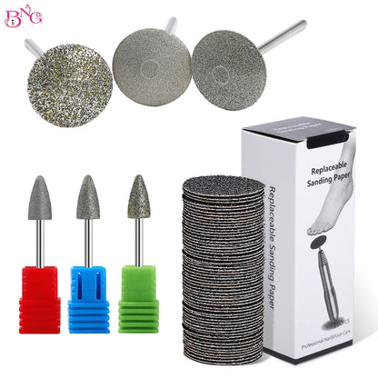BNG Diamond Drill Bit 3/32" Rotary Burr Foot Cuticle Clean Manicure Pedicure Tools Drill Accessories Nail Mills Cutters