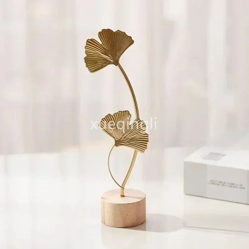 1pc Nordic Style Iron Art Ginkgo Leaf Decoration Creative Home Living Room Entrance and Wine Cabinet Light Luxury Metal Crafts