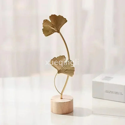 1pc Nordic Style Iron Art Ginkgo Leaf Decoration Creative Home Living Room Entrance and Wine Cabinet Light Luxury Metal Crafts