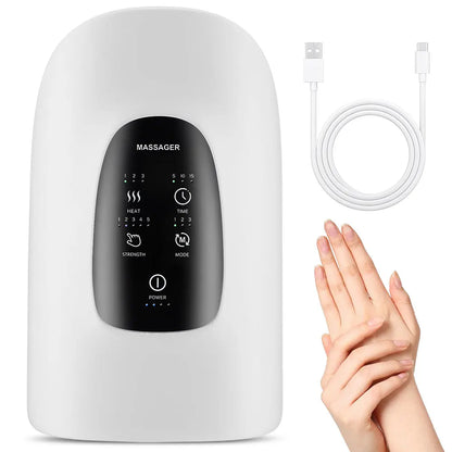 Hand Massager Electric Palm Airbag Acupoint Pressing and Kneading Hot Compress Promote Blood Circulation Comfort Type-C Charging