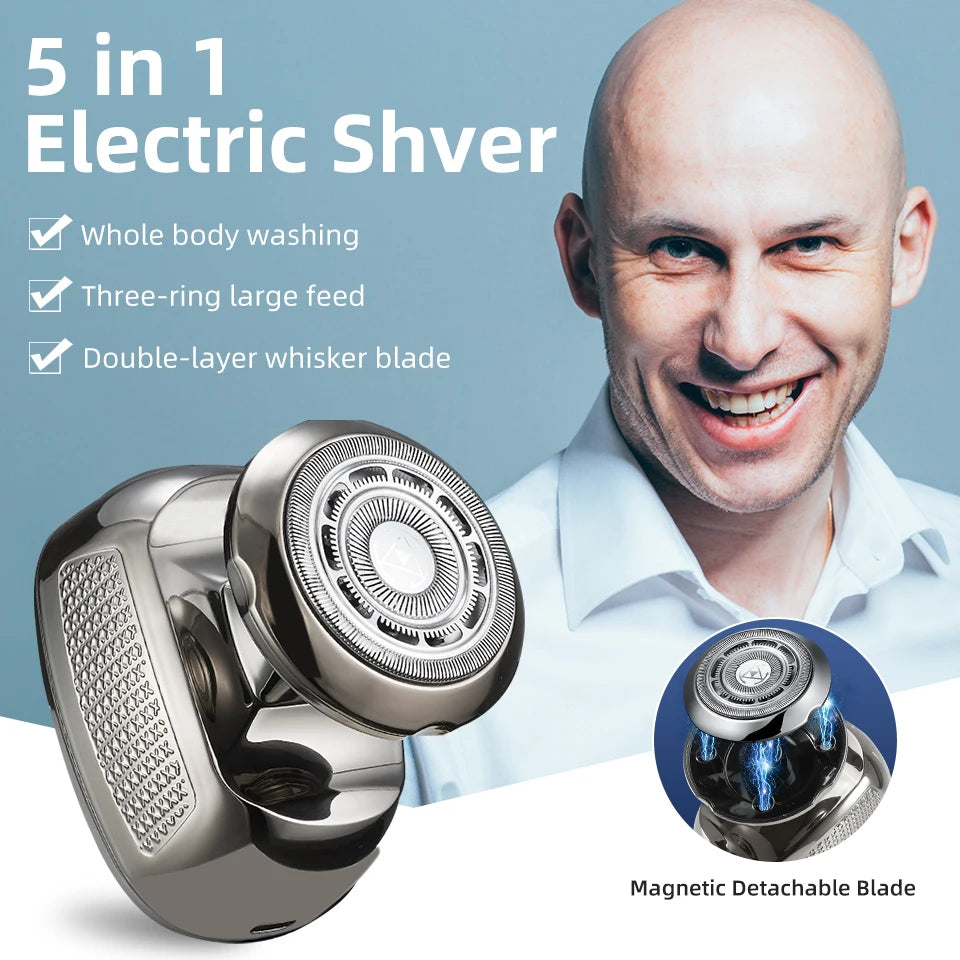 5 in 1 Multifunctional Grooming Kit Men's Rechargeable Bald Head Electric Shaver Beard Nose Ear Hair Trimmer Razor Clipper