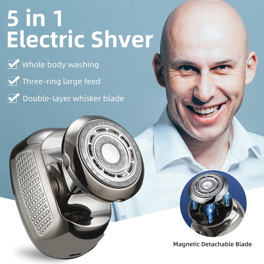 5 in 1 Multifunctional Grooming Kit Men's Rechargeable Bald Head Electric Shaver Beard Nose Ear Hair Trimmer Razor Clipper