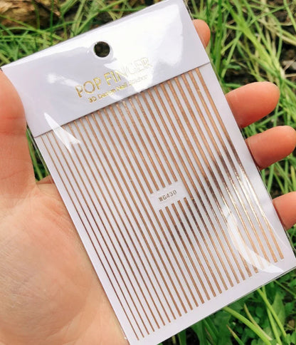 Stripe Line Nail Sticker Decal Thin Lining Line Art Self-Adhesive Peel Off Silver /Gold /White /Black Gold Stickers Accessories