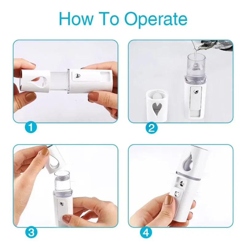 Facial Nano Mist Sprayer Mini Portable Facial Steamer Rechargeable Handy Face Humidifier Face Moisturizing Skin Care Machine